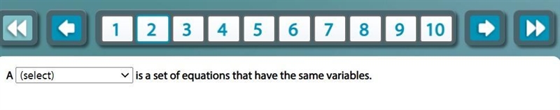 HELP PLEASE:) the options are: linear equation solution set system of equations-example-1