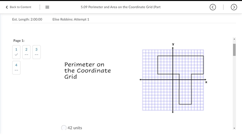 What is the Perimeter of this shape on the coordinate plane? A. 42 units B. 42 units-example-1