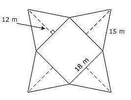 The net of a square pyramid is shown above. What is the total surface area of the-example-1