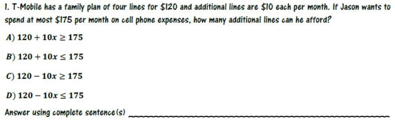 T-Mobile has a family plan of four lines $120 additional lines are $10 each per month-example-1