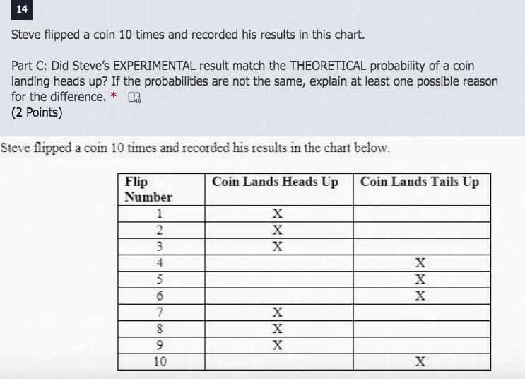 Steve flipped a coin 10 times and recorded his results in this chart. Part C: Did-example-1