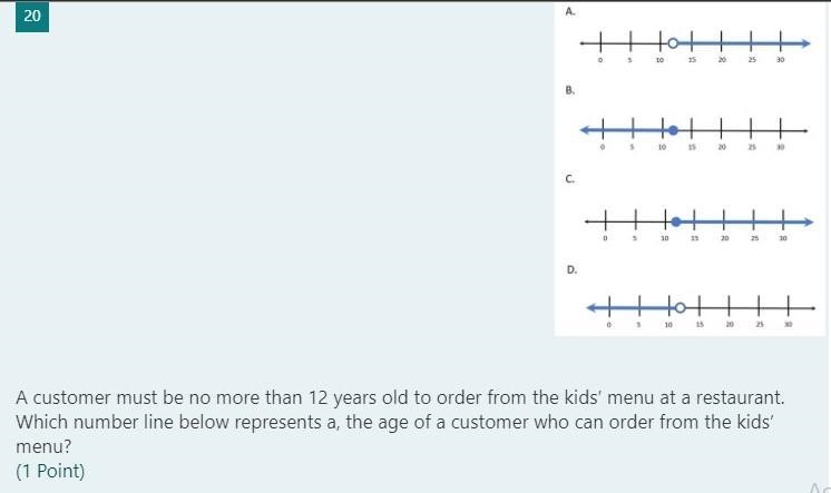 A customer must be no more than 12 years old to order from the kids’ menu at a restaurant-example-1