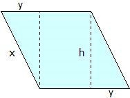 If x = 12 units, y = 4 units, and h = 8 units, find the area of the rhombus shown-example-1