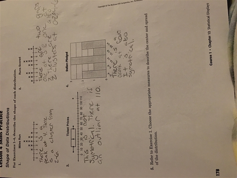 refrer to excersise 1. choose the appropriate measures to describe the center and-example-1