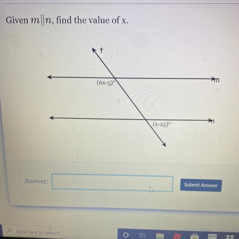 Given m||n, find the value of x. (explain answer) Helpp pleasee!! asap-example-1