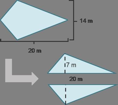 Help A kite was broken into two triangles. The area of each triangle is ____ m2. The-example-1