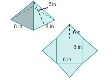 What is the surface area of the pyramid? A. 160 square inches B. 188 square inches-example-1