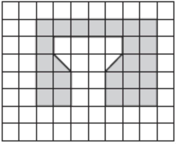 Find the area of the shape. Each unit square = 5 meters.-example-1