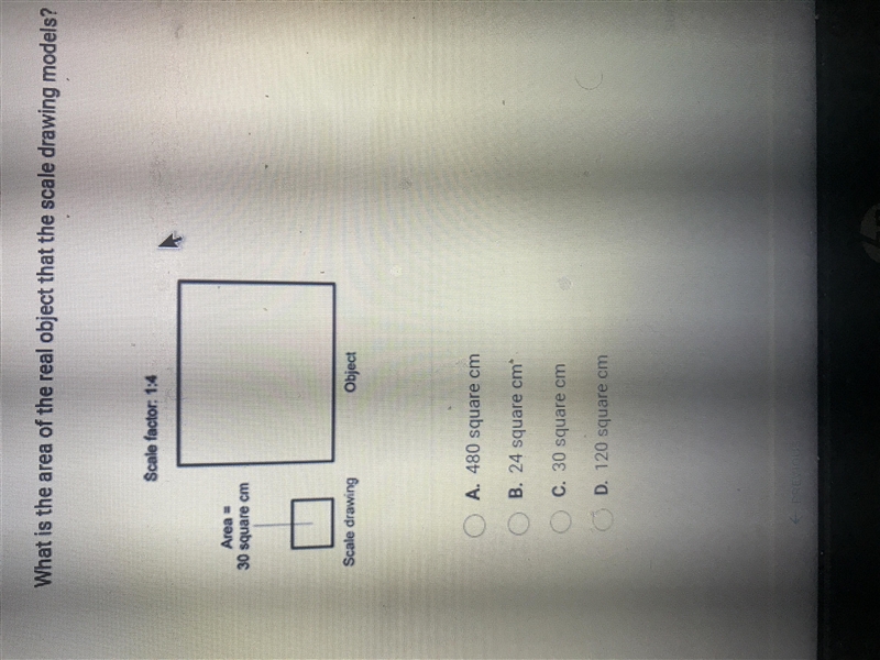 What is the area of the real object that the scale drawing models?-example-1