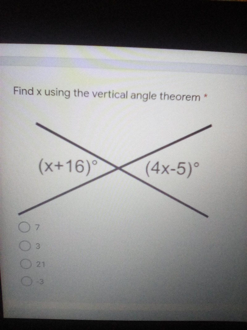 Find x using the vertical angle theorem.-example-1