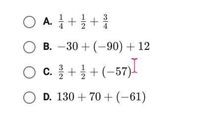 which expression would be easier to simplify if you use the commutative property to-example-1