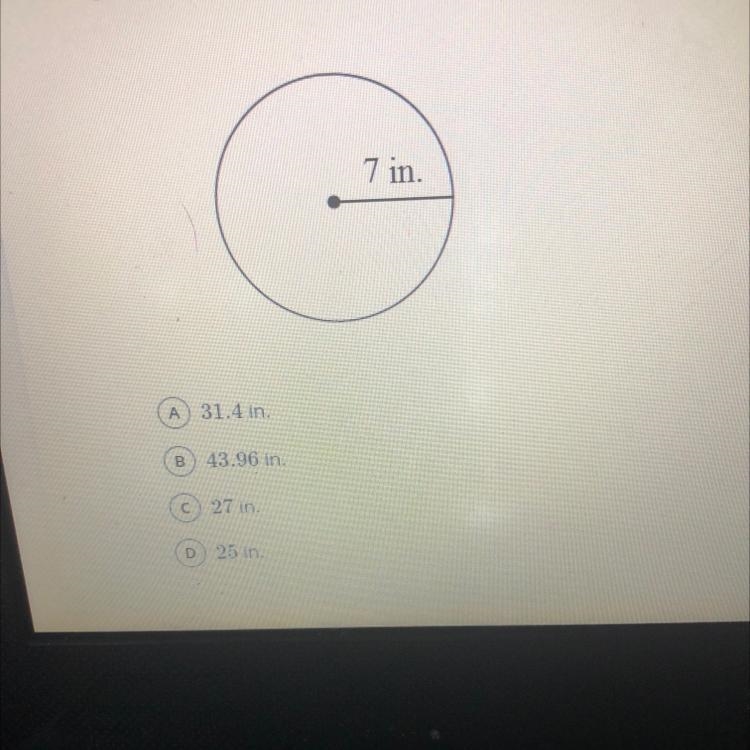 Find the circumference of the given circe. Use 3.14 as an approximation of 7 in-example-1