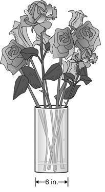 A cylindrical vase with flowers is shown below. To make a ribbon bow to tie around-example-1