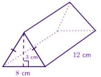 What is the volume of the triangular prism? * 288 cu cm 188 cu cm 144 cu cm 96 cu-example-1