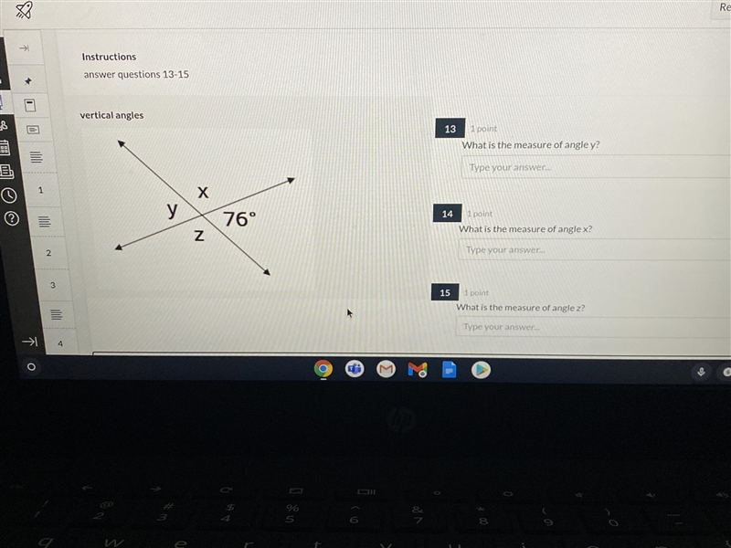 6th grade math 13: what is the measure of angle y? 14: what is the measure of angle-example-1