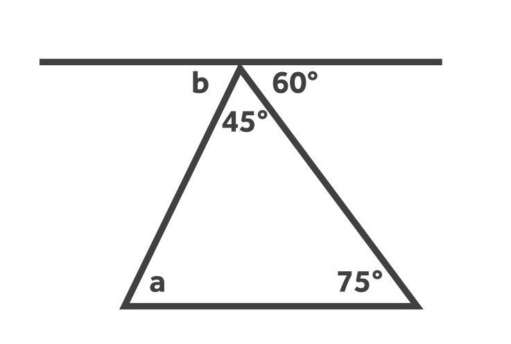 What is the measurement, in degrees, of angle b?-example-1