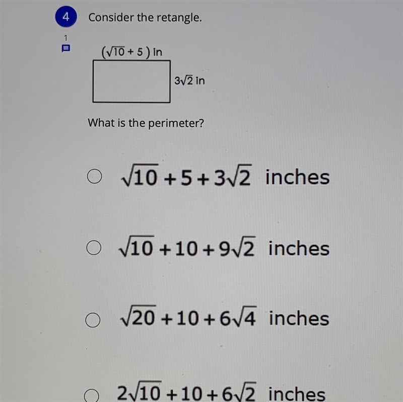 Consider the rectangle. Whats the perimeter?-example-1