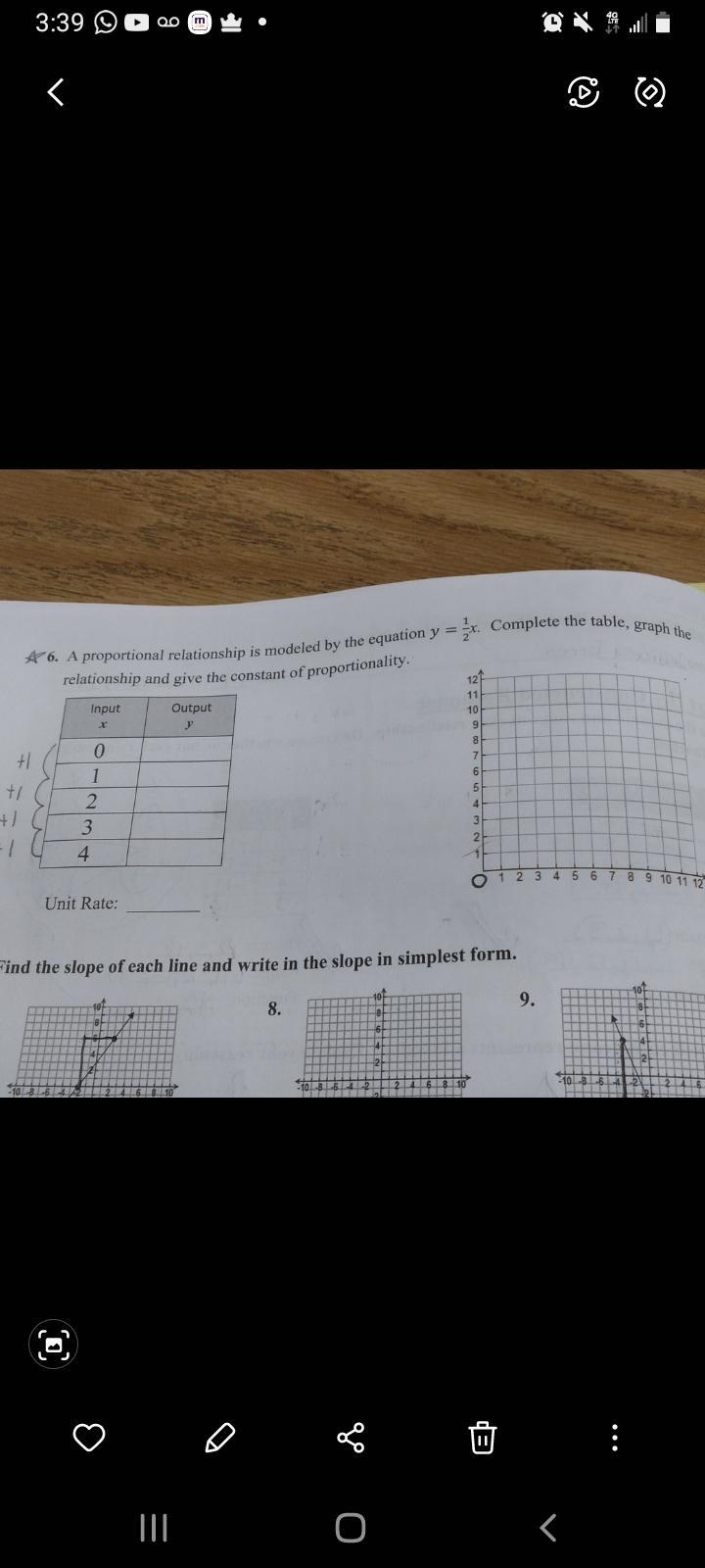 what is A proportional relationship is modeled by the equation y =1/2x Complete the-example-1