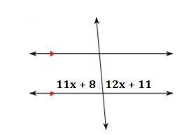 The image shows parallel lines cut by a transversal. The expressions represent unknown-example-1