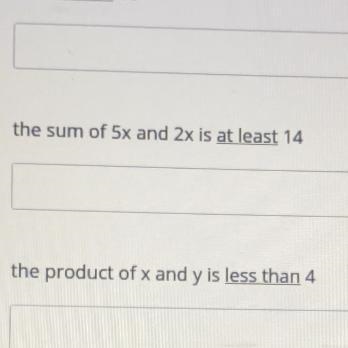 The sum of 5x and 2xis at least 14 as a inequality-example-1