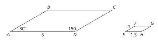 The parallelograms below are similar. Find the length of side AB and the measure of-example-1