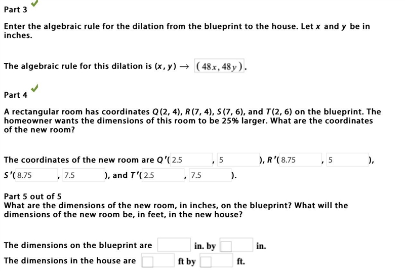 What are the dimensions of the new room, in inches, on the blueprint? What will the-example-1