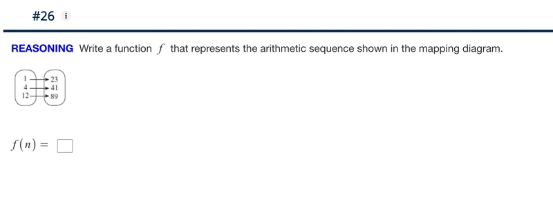 Write a function $f$ that represents the arithmetic sequence shown in the mapping-example-1