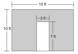 Mrs. Jones wants to paint a wall but not the door on the wall. How many square feet-example-1