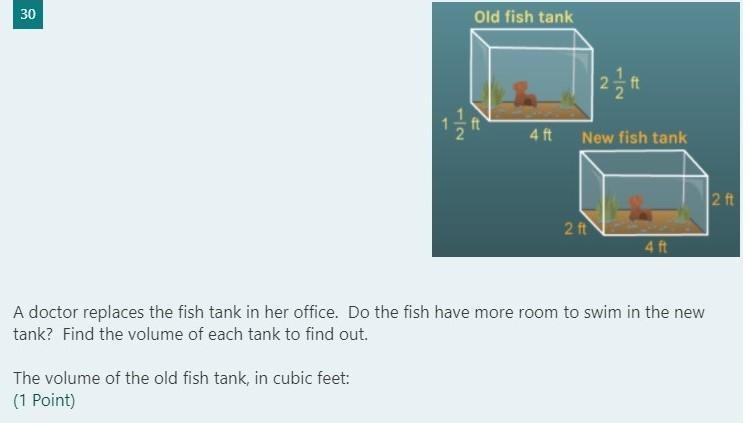 A doctor replaces the fish tank in her office. Do the fish have more room to swim-example-1