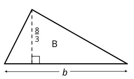 The area of Triangle B is 8 square units. Find the length of B. Show your reasoning-example-1