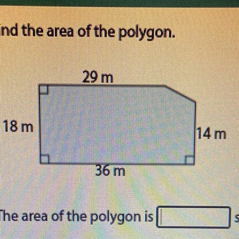 Find the area of the polygon. question: The area of the polygon is ___ square meters-example-1