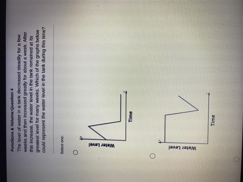 The level of water in a tank decreased steadily for a few weeks and then increased-example-1