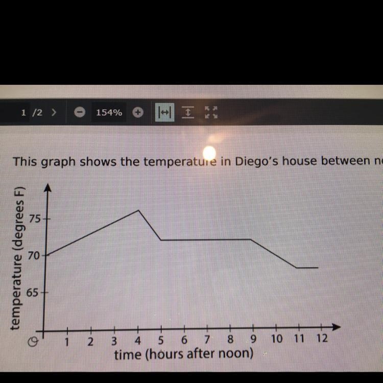 This graph shows the temperature in Diego's house between noon and midnight one day-example-1