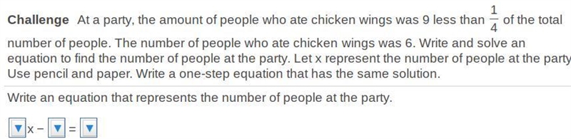 Write an equation that represents the number of people at the party.-example-4