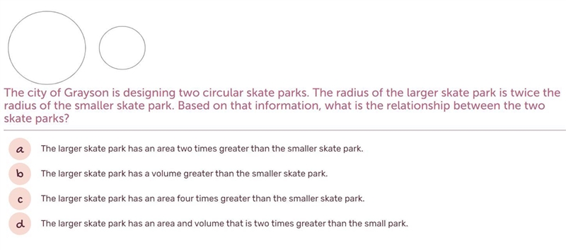 I NEED HELP FAST! The city of Grayson is designing two circular skate parks. The radius-example-1