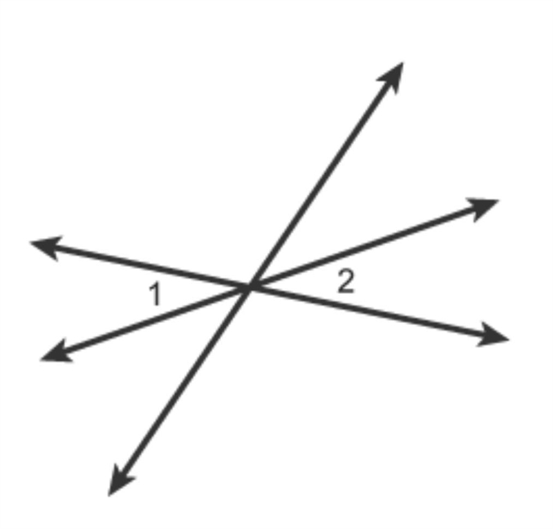 PLS HELP! Which relationships describe angles 1 and 2? Select each correct answer-example-1