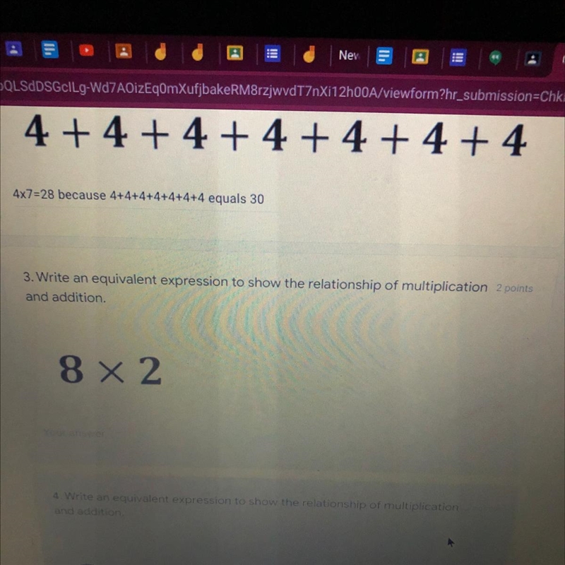 Write an equivalent expression to show the relationship of multiplication and addition-example-1