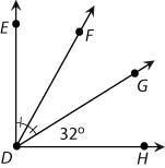 In this diagram, ∠EDH is a right angle, and ∠EDF≅∠FDG . What is the measure of ∠EDF-example-1