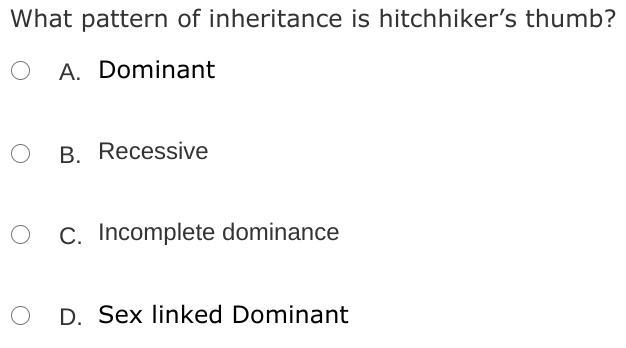 The pedigree below shows the inheritance pattern of hitchhiker's thumb in a multigenerational-example-2