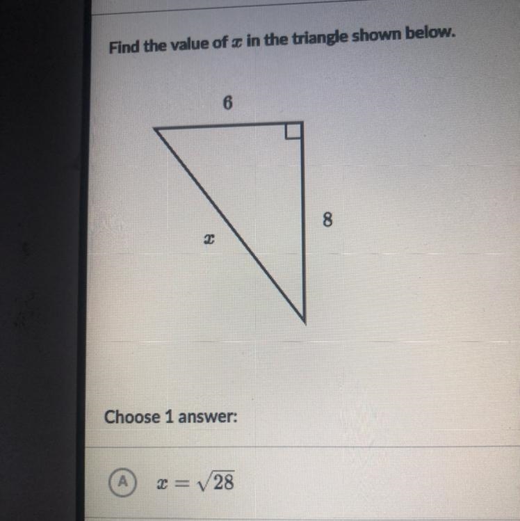 Find the value of x in the triangle shown below.-example-1