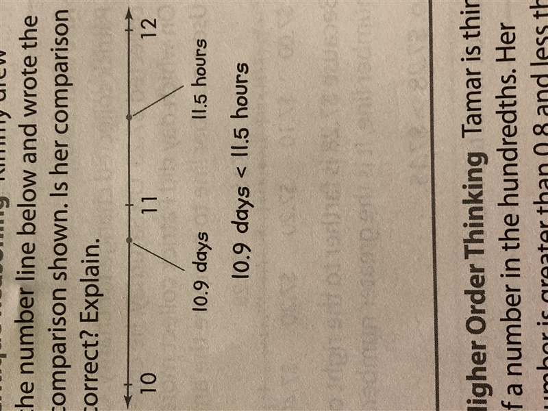 Kimmy drew the number line below and wrote the comparison shown. Is her comparison-example-1