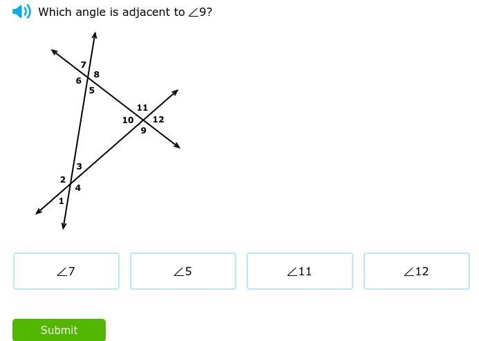 Which angle is adjacent to 9 ?-example-1