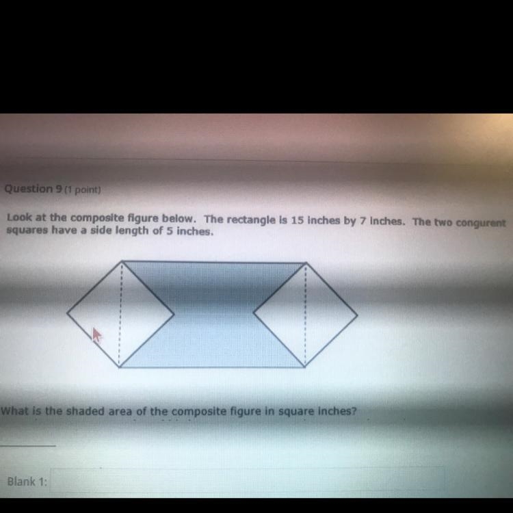 Look at the composite figure below. The rectangle is 15 inches by 7 inches. The two-example-1