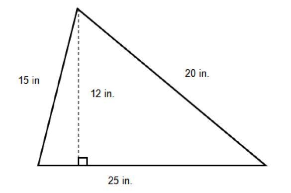 What is the area of the following triangle? A. 300 in B. 60 in C. 150 in D. 72 in-example-1