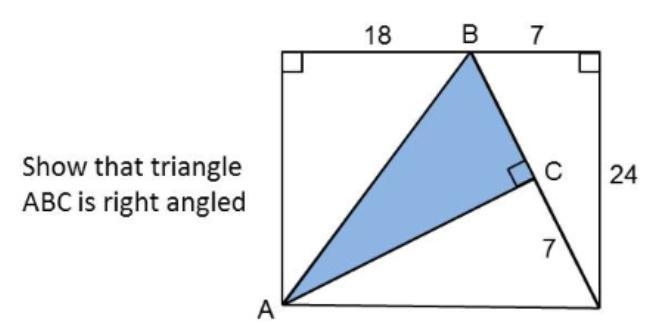 Show that triangle ABC is right angled.-example-1