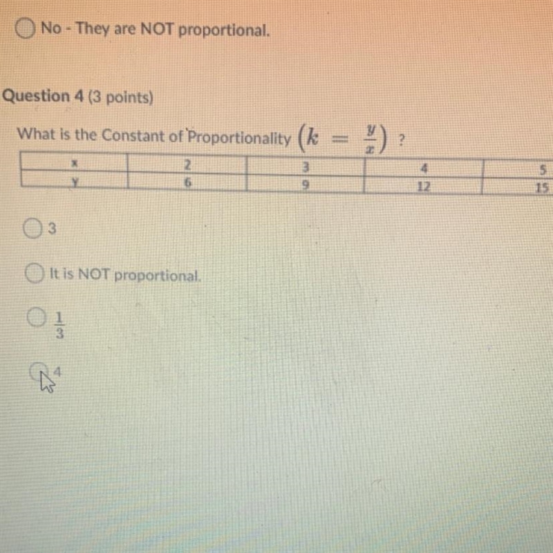 What is the constant of proportionality (k = y/x)-example-1