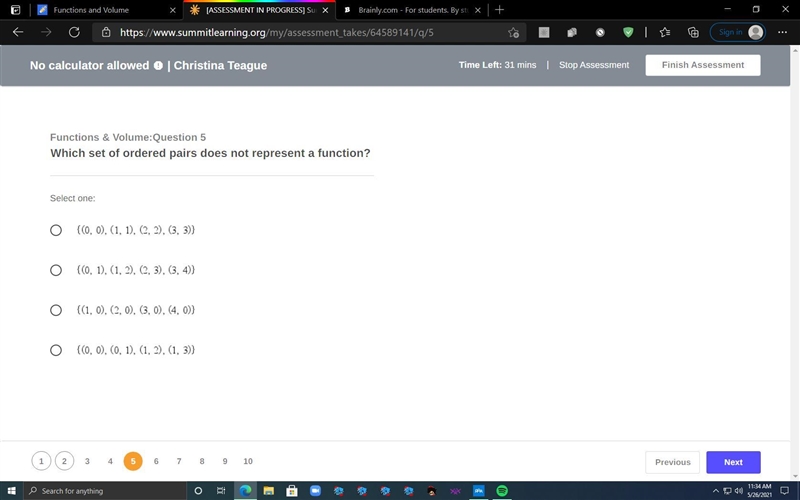 Which set of ordered pairs does not represent a function?-example-1