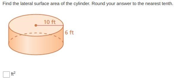 Find the lateral surface area of the cylinder. Round your answer to the nearest tenth-example-1