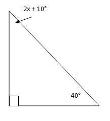 Use your knowledge of the angle sum theorem to solve for x and find the missing angle-example-1