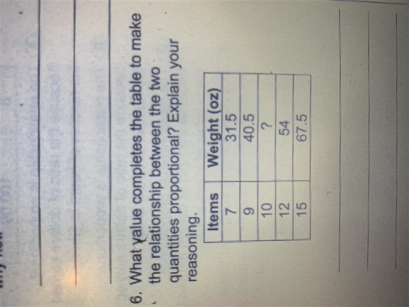 What value competes the table to make the relationship between the two quantities-example-1